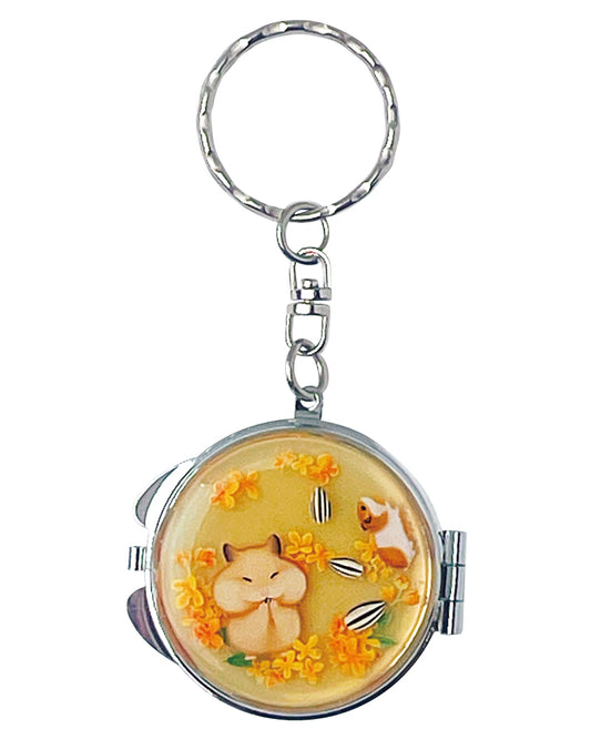 Resin Sticker Mirror Key Chain [HAMSTER]