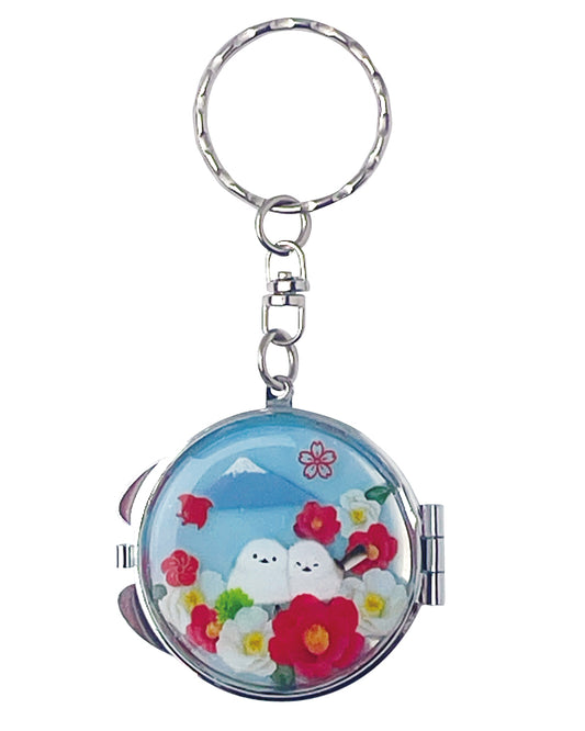 Resin Sticker Mirror Key Chain [LONG-TAILED TIT]